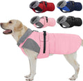 Nanaki Large Dog Coats for Winter Waterproof, Warm Fleece Lining Reflective Large Dog Jacket with Leash Hole,Furry Collar Cold Weather Puppy Jacket Outdoor Walking Hunting Easy On Pet Snow, Pink 2XL