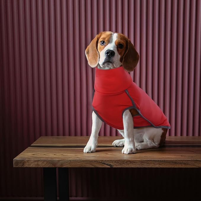 ROZKITCH Dog Winter Coat Soft Pullover Pajamas, Pet Windproof Warm Cold Weather Jacket Vest Cozy Jumpsuit Apparel Outfit Clothes for Chritmas Walking Sleep BrightRed 2XS