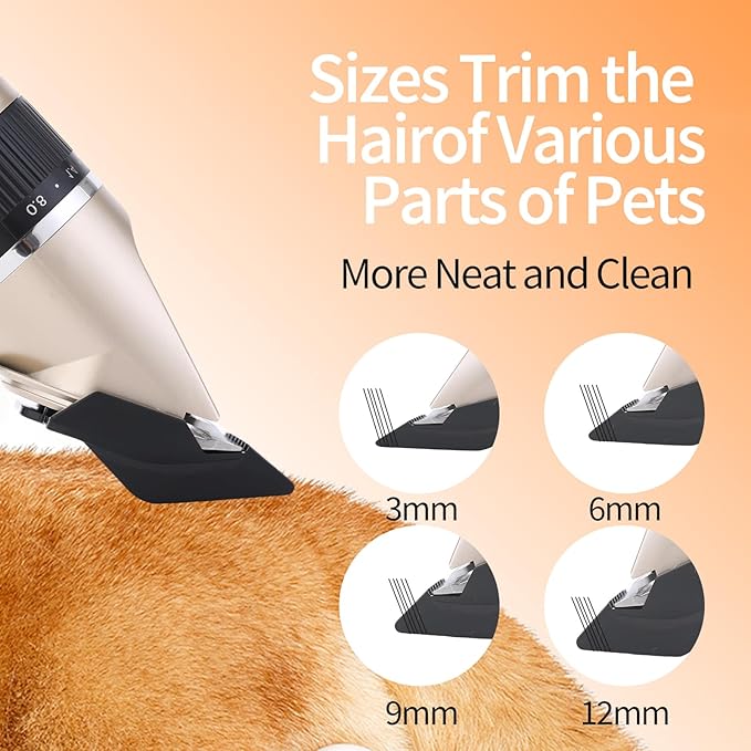 Aovdy Dog Clippers Grooming Kit Dog Shaver Clippers Hair and Paw Electric Cleaning Hair Clippers Set for Dogs Cats Rabbit (Gold, Limit Combs Set+Foot Shaving Blade)
