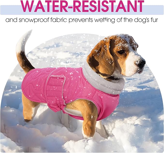 FUAMEY Winter Warm Coat, Fleece Turtleneck Jacket, Thick Waterproof Windproof Cold Weather Coat, Snowsuit Vest for Small to Large Dogs