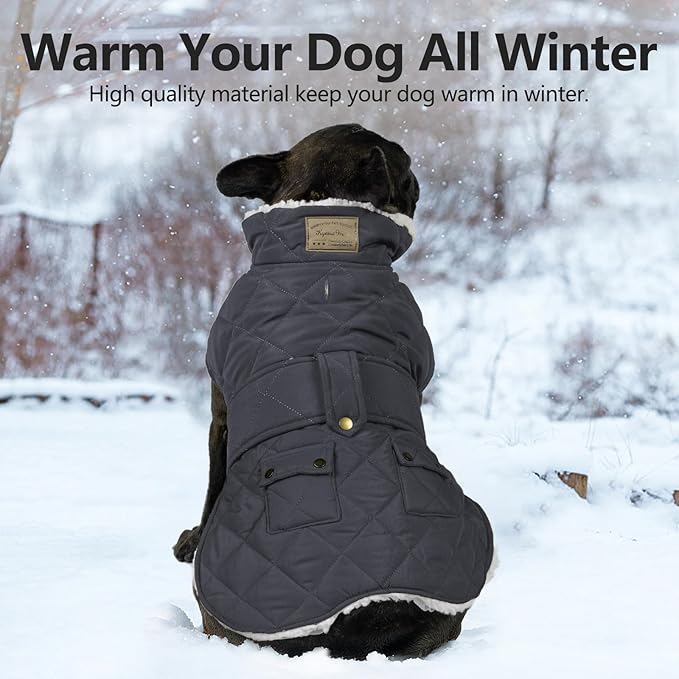 KYEESE Dog Coat Waterproof Dogs Jacket with Fleece Lined Soft Pet Sweater for Cold Weather Warm Pet Winter Puffer Coat with Leash Hole Windproof Dog Coats for Small Dogs Thick Cat Clothes with Pocket