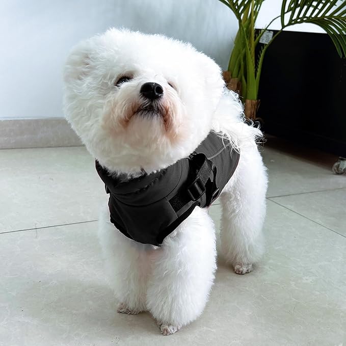 Dog Winter Coat Reflective Water-Resistant Jacket, Fleece Lined Windproof Puppy Coat with Back Zipper & D-Ring, Cold Weather Dog Coats for Small Medium Large Dogs (M, Black)