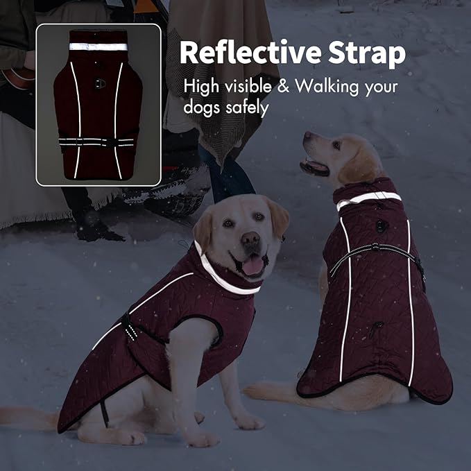 Dog Winter Coat for Small Medium Dogs, Reflective Dog Winter Jacket, Thick Fleece Snowsuit & Christmas Vest, Warm Water-Resistant Puppy Coat, Small Doggie Jackets for Cold Weather