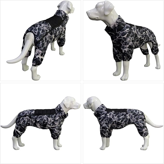 Micai Warm Dog Coat - 4 Legs Covered Waterproof Windproof Reflective Vest, Zippered Adjustable Outdoor Snow Jacket for Small Medium Large Dogs - Black M
