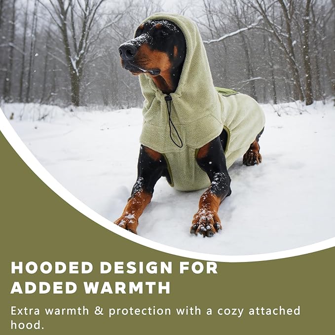 IECOii XXL Soft Fleece Dog Sweater, Stretchy Large Dog Sweater Vest with Leash Hole, Warm Dogs Fall Winter Hoodie for Indoor & Outdoor, Safety Reflective Great for Night Walks, Pitbull, Green, XXL