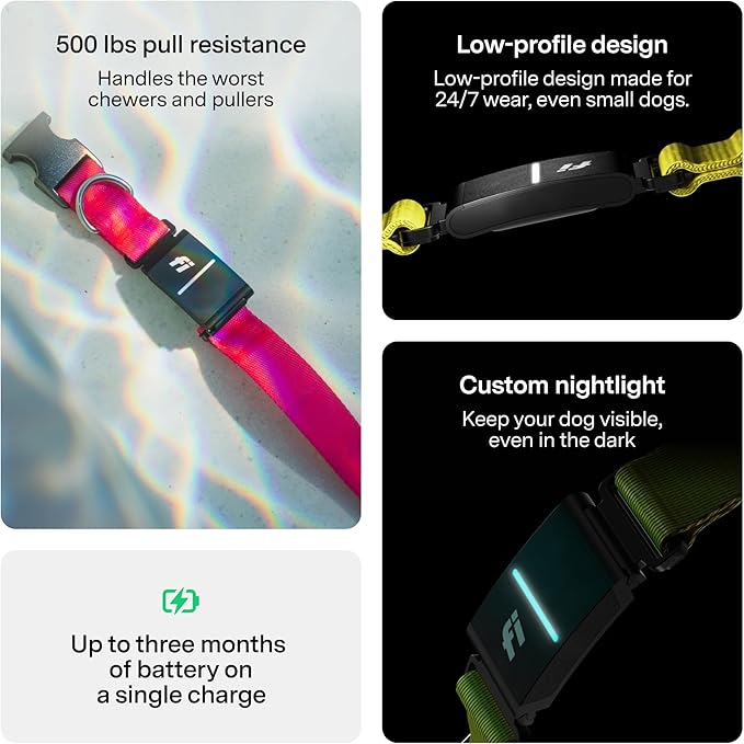 New Fi Series 3+ Smart Dog Tracker Collar – AI GPS for Dogs, Health & Behavior Monitor, Virtual Fence, Escape Alerts, Waterproof, Apple Watch Compatible 12Mo Membership Included