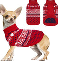 SCENEREAL Dog Sweaters for Small Dogs - Soft, Warm Turtleneck Small Dog Sweater, Ugly Knit Dog Christmas Outfits for Dachshund, Chihuahua, Pug, Yorkie,Winter Pet Clothes Male Female,Red