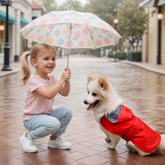 Dog Raincoat Dog Rain Jacket Poncho Waterproof Pet Rain Suit Double Layer Breathable Lining Hooded Leash Hole Adjustable Puppy Small Medium Dogs,Red,XL