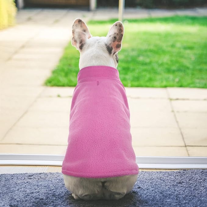 FUAMEY Dog Fleece Vest for Large Dogs,Warm Stretchy Dog Sweatshirts Pullover with Leash Hole Dogs Sweater Soft Pet Turtleneck Cozy Pet Vest Lightweight Sleeveless Pink XL