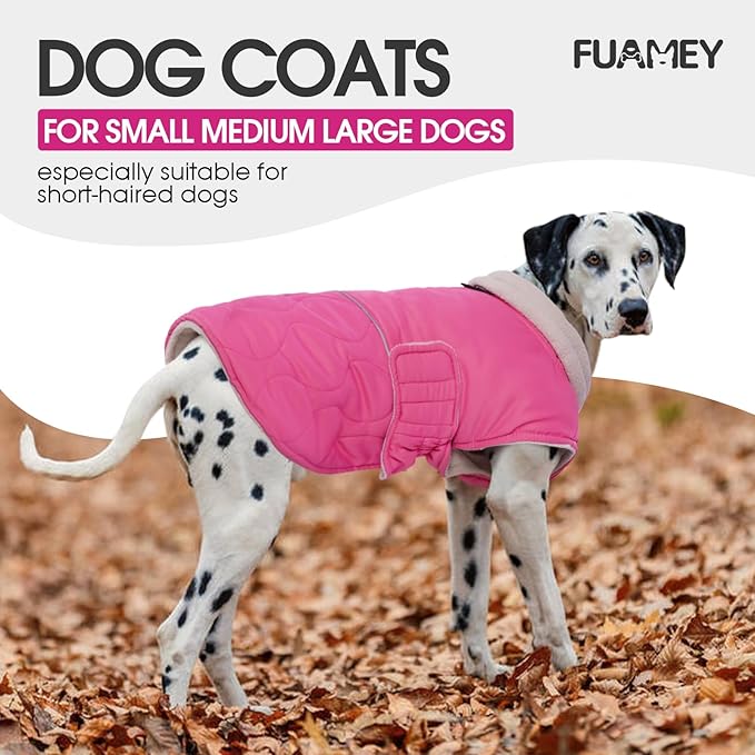 FUAMEY Winter Warm Dog Coat, Fleece Turtleneck Jacket, Thick Waterproof Windproof Cold Weather Coats, Snowsuit Vest for Small to Large Dogs