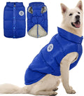 Kuoser Dog Coat Warm Dog Puffer Jacket, Windproof Dogs Padded Vest Lightweight Cold Weather Coats Pet Snowsuit Soft Puppy Winter Clothes for Extra Large Dogs, Button Design, Easy On/Off, Blue 2XL