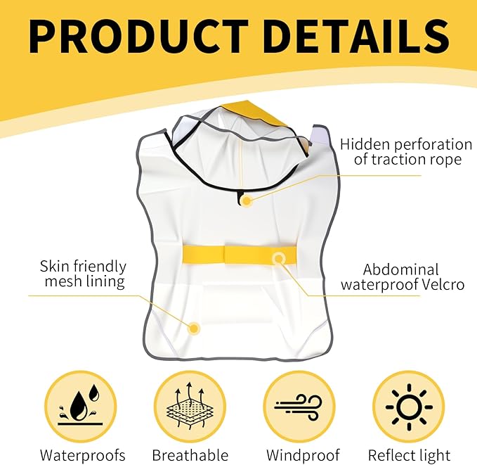 Dog Raincoat, Waterproof Reflective Dog Rain Jacket with Hooded Double Layer for Large Medium Dogs Border Collie, Husky, Samoyed, Shiba Inu - Lightweight Rainwear for Outdoor Walking
