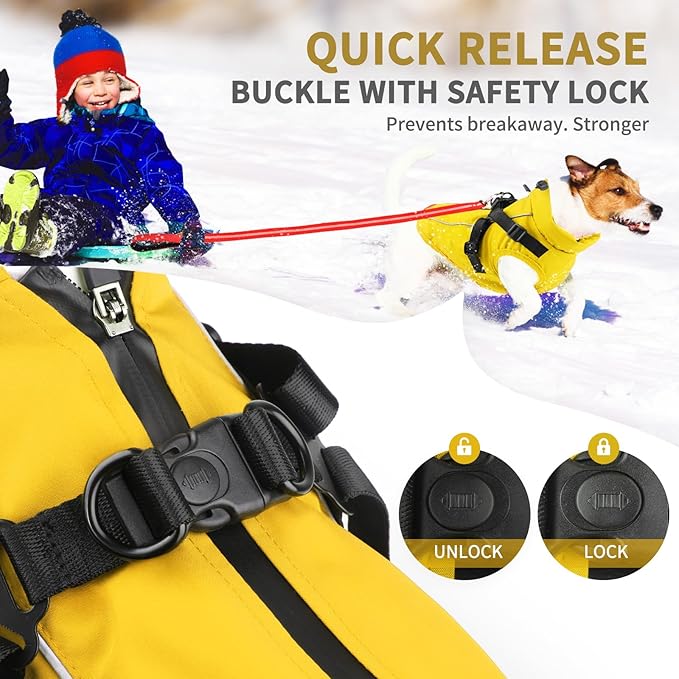 Dog Winter Coat Reflective Water-Resistant Jacket, Fleece Lined Windproof Puppy Coat with Back Zipper & D-Ring, Cold Weather Dog Coats for Small Medium Large Dogs (M, Orange)