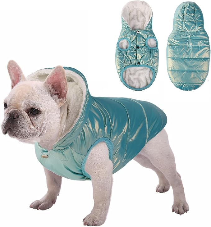 SAWMONG Dog Fleece Hoodie, Windproof Waterproof Dog Coat Fleece & Cotton Lined Warm Dogs Jacket for Small Medium Large