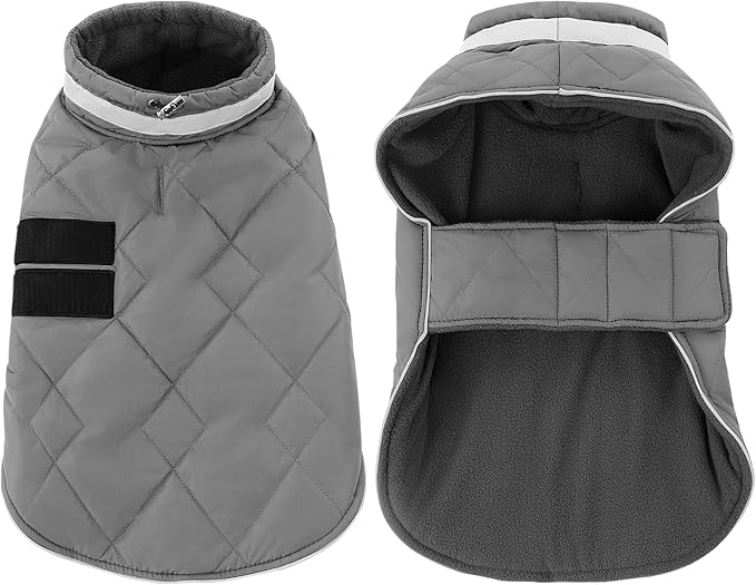 Dog Winter Coat Warm Padded Puppy Jacket Windproof Water Resistant Clothes for Small Medium Large Pets Christmas Sweater Outfit Vest(Grey, XL)