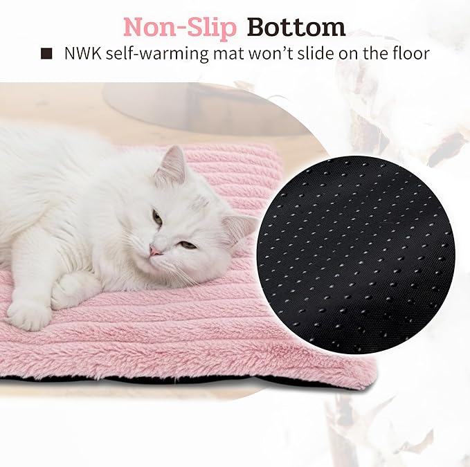 NWK Pack of 4 Fluffy Self Warming Cat Mat, Cat Blanket, Thermal Dog Mat, Washable, Non-Slip Bottom for Sofa & Crate & Kennel & Car Seat (Blush Pink, X-Large (43.5'' X 27.5'' X 0.7''))
