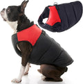 Gooby Padded Vest Dog Jacket - Red, Medium - Warm Zip Up Vest Fleece Jacket with Dual D Ring Leash Water Resistant for Small to Medium Dogs