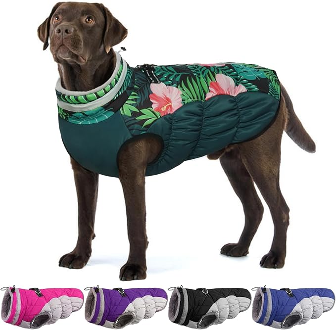 Dog Coats for Large Dogs,XL Dog Coat,Warm Fleece Winter Coat with D-Ring,Back Zipper Pet Jacket for Large Dogs,Waterproof Pet Snow Jacket Clothes Snowsuit Beagle Corgi Border Collie,XL
