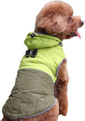 Detachable Hooded Dog Coat with Harness for Small Dogs,Super Warm Fleece Puppy Jacket for Cold Winter Doggie Coats,Green S