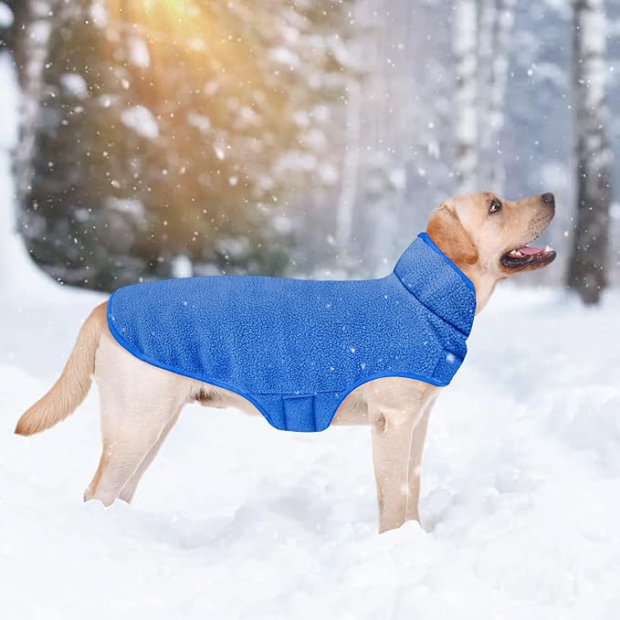 Malier Dog Winter Coat, Reversible Fleece Dog Cold Weather Coats, Windproof Warm Snow Puppy Jacket Vest Pet Clothes for Small Medium Large Dogs (Blue, Medium)