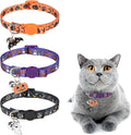 3 Pack Halloween Breakaway Cat Collars with Bell & Charm-Holiday Cat Collar for Girl Boy Cats with Safety Buckle- Cute Pumpkin Skull Kitten Collar Adjustable 8"-12" for Kitty Puppy Small Pets