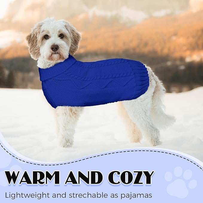 Dog Sweaters for Small Medium Large Dogs Girl, Soft Warm Turtleneck Pup Dogs Shirt, Double Knitting Collar for Outdoor Playing, Warm Dog Clothes (S,Royal Blue)