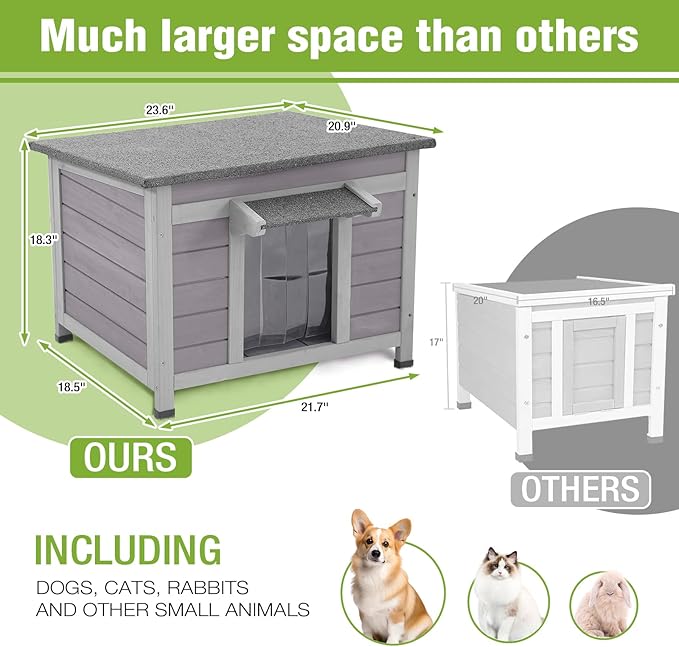 GUTINNEEN Insulated Outdoor Cat House, 100% Weatherproof High Insulated Cat Shelter with Insulated All-Round Thermal Liner, Openable Hinged Asphalt Roof for Feral Stray Barn Cats and Small Animals