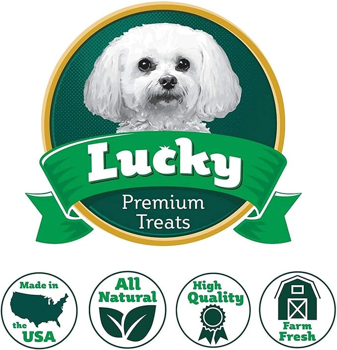 Lucky Premium Treats Peanut Butter Basted Rawhide – All-Natural Rawhide and Peanut Butter Dog Treats for Extra Small Dogs, Gluten Free Premium Toy Breed Dog Treats (50 Chews)