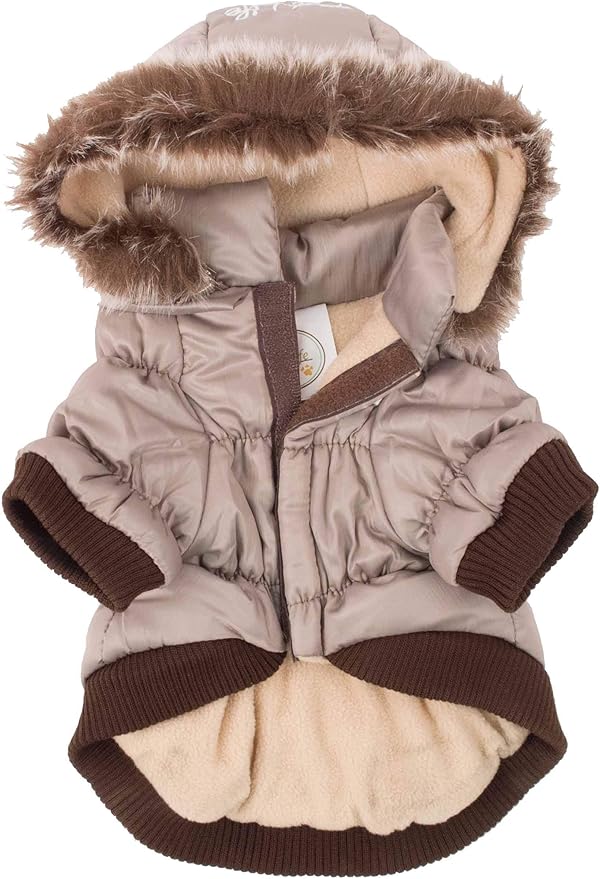 PET LIFE Classic Metallic Fashion Pet Dog Coat Jacket Parka w/ 3M Insulation and Removable Hood, Medium, Metallic Grey