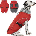 DENTRUN Small Dog Winter Warm Coat - Windproof Cozy Jacket, Thick Fleece Vest with Adjustable Belt, Water Repellent, Reflective Dog Sweater for Yorkie Dachshund Wear, Red, S