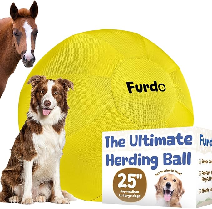 25" Herding Ball for Dogs, for Australian Shepherd, for Cattle, for Border Collie, for Blue Heelers & Medium to Large Dogs,Horse, Herding Dog Ball, Herding Toys - Yellow