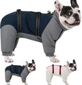 KOESON Four Legged Winter Dog Jacket with Adjustable Buckles, Turtleneck Windproof Fleece Jacket, Reflective Fullbody Puffer Coat Blue Grey L