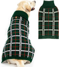 PUPTECK Dog Sweaters for Large Medium Small Dogs - Fall Classic Plaid Style Puppy Holiday Winter Coat Clothes Warm, Green, ML