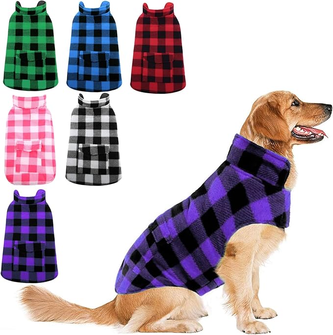 ASENKU Dog Jacket Plaid Reversible Reversible Dog Vest Waterproof Cold Winter Clothes Pet Apparel for Small Medium Large Dogs (3XL, Purple)