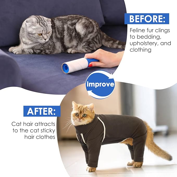 Cat Onesie with Legs - Coffee, XS - Cat Hair Sticky Onesie, Sphynx Cat Clothes, Cat Pajamas for Cats, Recovery Suit for Female Cats, Prevents Hair Loss Kitten Pajamas Costumes Outfits