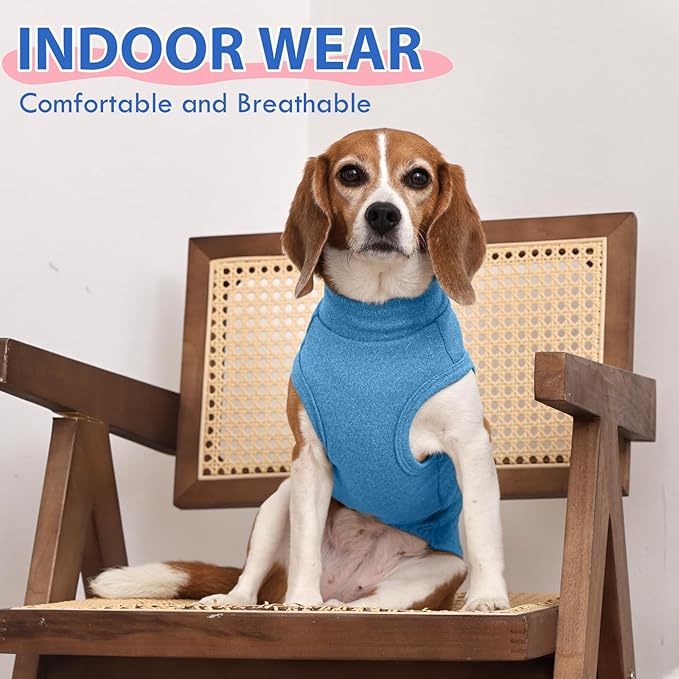 Stretch Fleece Dog Sweaters - Blue, L - Pullover Sleeveless Vest | Warm Stretchable Sweatshirt, Lightweight Breathablefor for Outdoor Movement,Dachshund,French Bulldog
