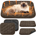 4 Pack Self Warming Cat Mat Self Heating Cat Pad Warm Thermal Pet Bed Washable Dog Crate Pad Body Heat Dog Bed Mat Blanket Non Slip Bottom for Outdoor Indoor Pets (Coffee,16 x 20 Inch)