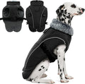 DENTRUN Large Dog Winter Coat - Windproof Reflective Warm Coat, Adjustable Neck & Snap Closure, Water Repellent Thick Fleece Vest, Fleece Lined for for Golden Retriever, Black, XL