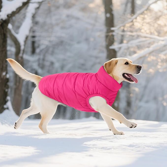 ASENKU Dog Winter Coat - Waterproof Windproof Dog Jacket, Warm Snowproof Doggie Puffer Vest for Cold Weather, Lightweight Snow Coats for Small Medium Large Dogs (Pink, S)
