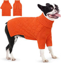 AOFITEE Dog Sweater, Dog Sweaters for Medium Dogs Girl, Warm Halloween Dogs Sweater, Winter Medium Pet Sweaters Female Male, Classic Turtleneck Knitwear for French Bulldog, Boston Terrier (Orange M)