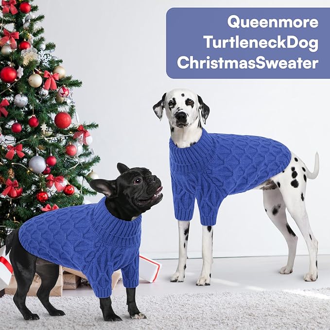 Queenmore Small Dog Sweater,Warm Pullover Dog Sweaters for Small Dogs Boys Girls,Soft Winter Doggie Sweaters,Thick Warm Dogs Clothes for Chihuahua,Dachshund,Yorkie(Royal Blue,S)