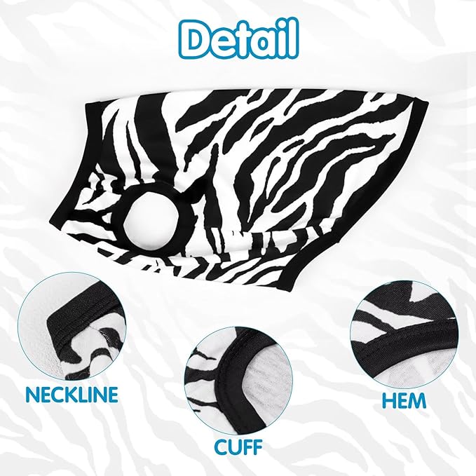 Adorable Zebra Print Dog Shirts – Lightweight, Cozy Outfit for Small to Medium Dogs, Soft & Snuggly Pet Wear for Everyday Comfort and Cuteness.Black S