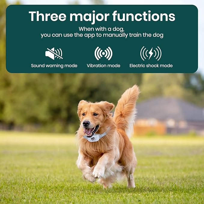 GPS Dog Electronic Fence, Wireless Training Collar- No Subscription Required, Customizable Boundaries via App 3280 FT, IPX7 Waterproof Rechargeable Collar, Automatic Sleep/Wake（White）