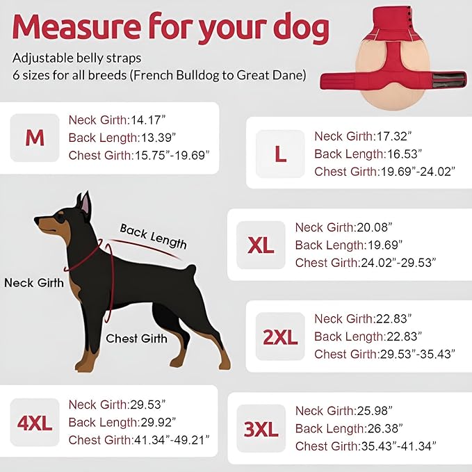 ASENKU Warm Dog Coat, Waterproof Dog Jackets for Large Dogs with Reflective Fleece Vest Turtleneck with Button,Windproof Cold Weather Coats for Small Medium Large Dogs, Dark Red, 3XL