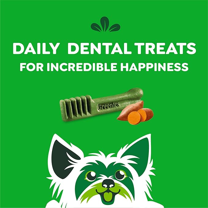 Greenies Teenie Natural Dog Dental Treats, Sweet Potato Flavor, 12 oz. Pouch (43 Treats)