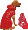 Dog Raincoat Reversible, Single Side Slicker Poncho Adjustable Waterproof Dog Rain Jacket with Leash Hole/Reflective Stripe Hooded Snowproof Windproof Clothes for Small to 3X-Large Dogs, S
