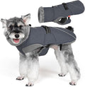 KYEESE Waterproof Dog Coat, Warm Windproof Jacket, Turtleneck Winter Dog Coats for Small Dogs with Leash Hole, Reflective Pet Clothes & Outdoor Apparel, Thick Fleece-Lined Winter Jacket, Gray, Large