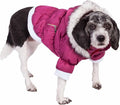 PET LIFE Classic Metallic Fashion Pet Dog Coat Jacket Parka w/ 3M Insulation and Removable Hood, Medium, Metallic Hot Pink