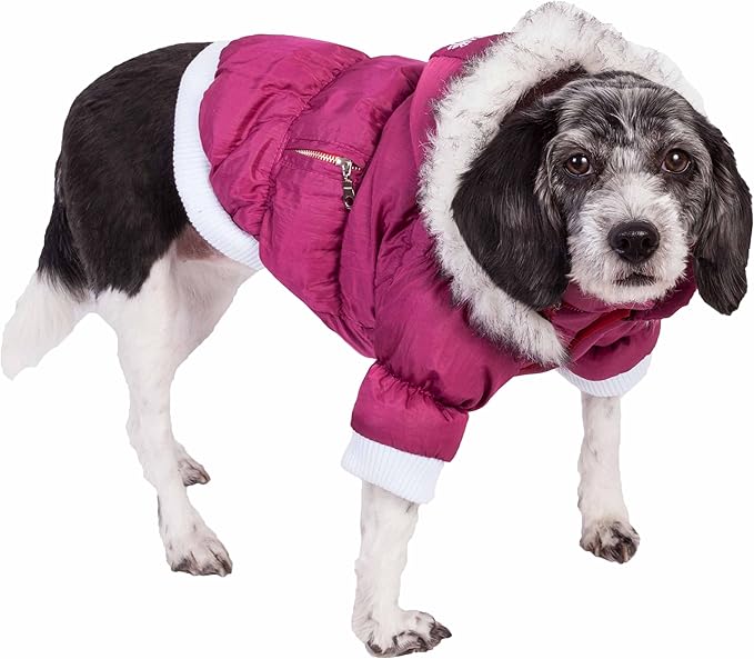 PET LIFE Classic Metallic Fashion Pet Dog Coat Jacket Parka w/ 3M Insulation and Removable Hood, X-Small, Metallic Pink