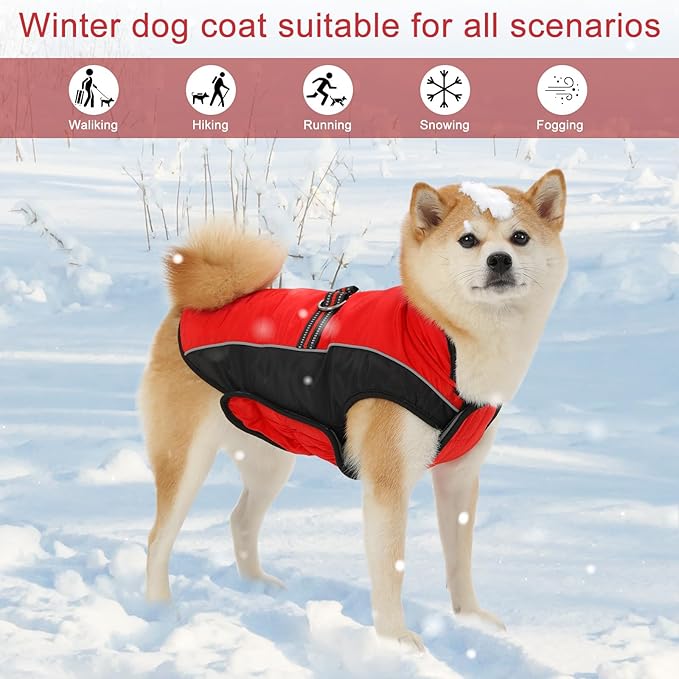 Dog Coat, Water-Resistant Dog Clothes, Warm Fleece Lining Dogs Coats, Winter Windproof Dogs Jackets with Reflective, Pet Vest for Small Medium Large Pets - 1 PCS